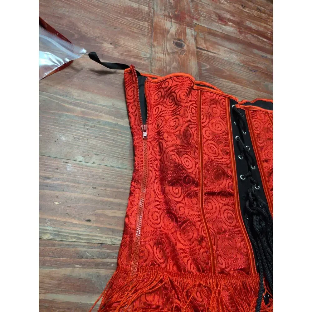 Dreamgirl Corset Red & Black with Tassel Vintage,western